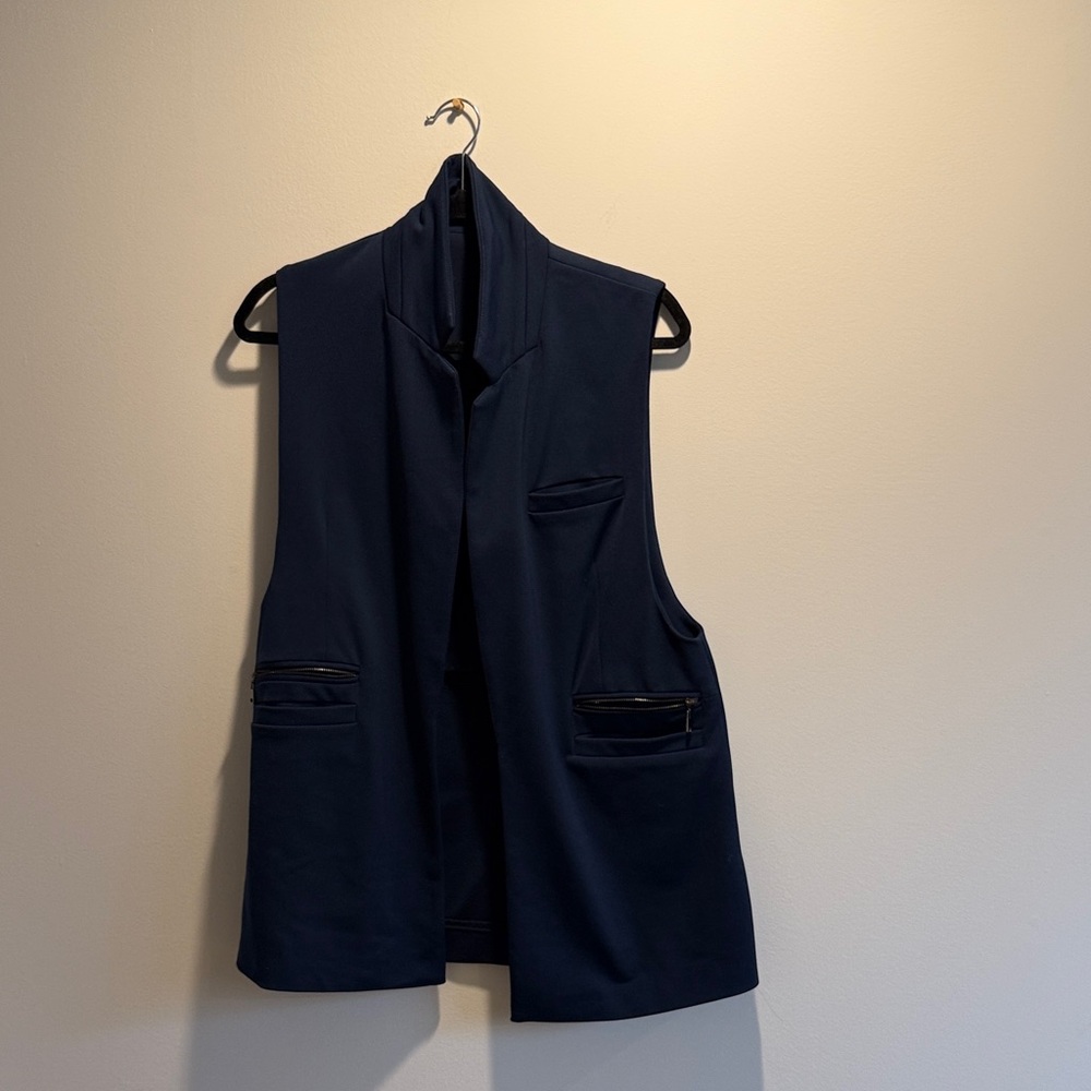 Fate Navy Sleeveless Vest with Open Front